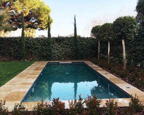 Jardín con piscina